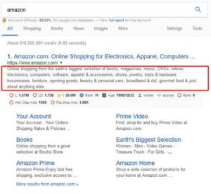 Amazon search snippet in Google