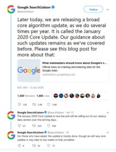 Google January 2020 Core Update Announcement