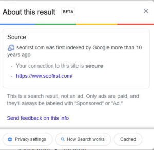 SEO First in SERPS About